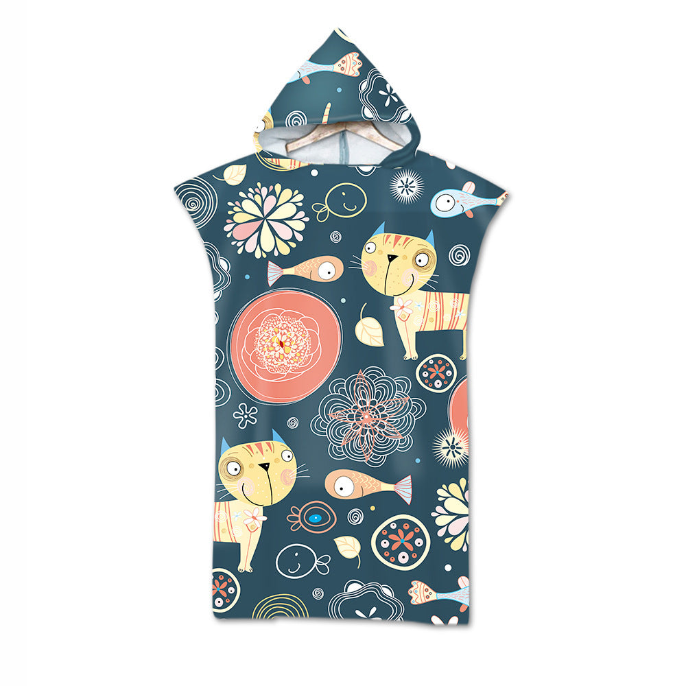 Kids Cartoon Animal Hooded Beach Towel