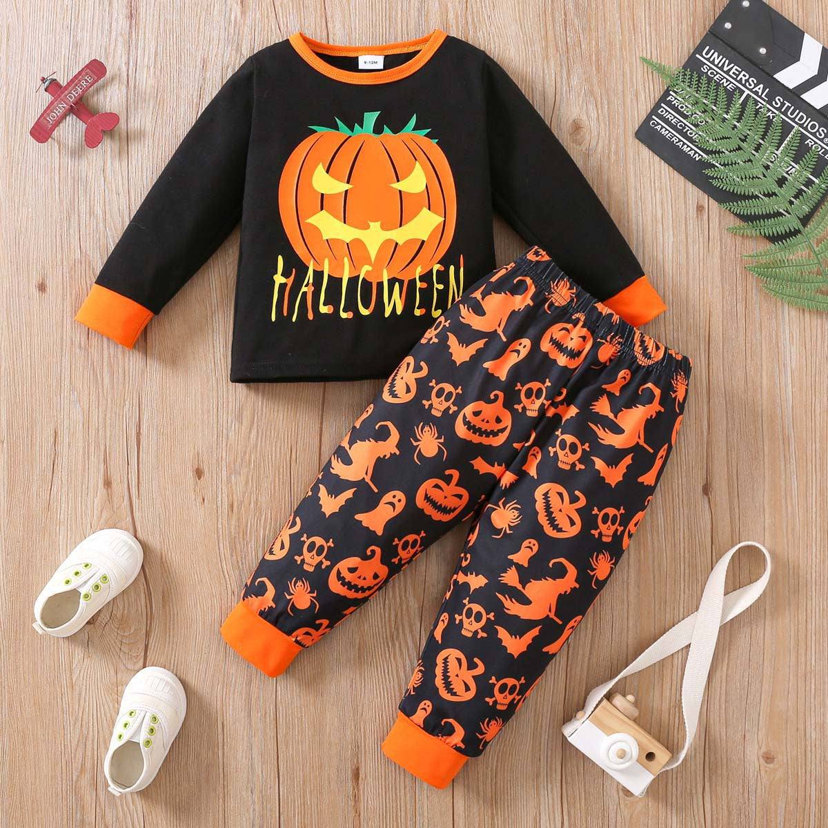 Kids Halloween Day Full Print Pumpkin Lamp 2 piece Set