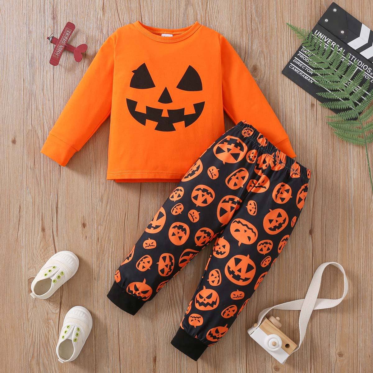 Kids Halloween Day Full Print Pumpkin Lamp 2 piece Set