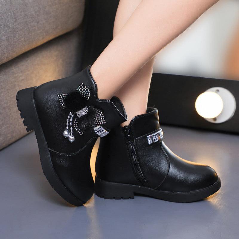 Children's Fashion BowKnot Shiny Leather Boots