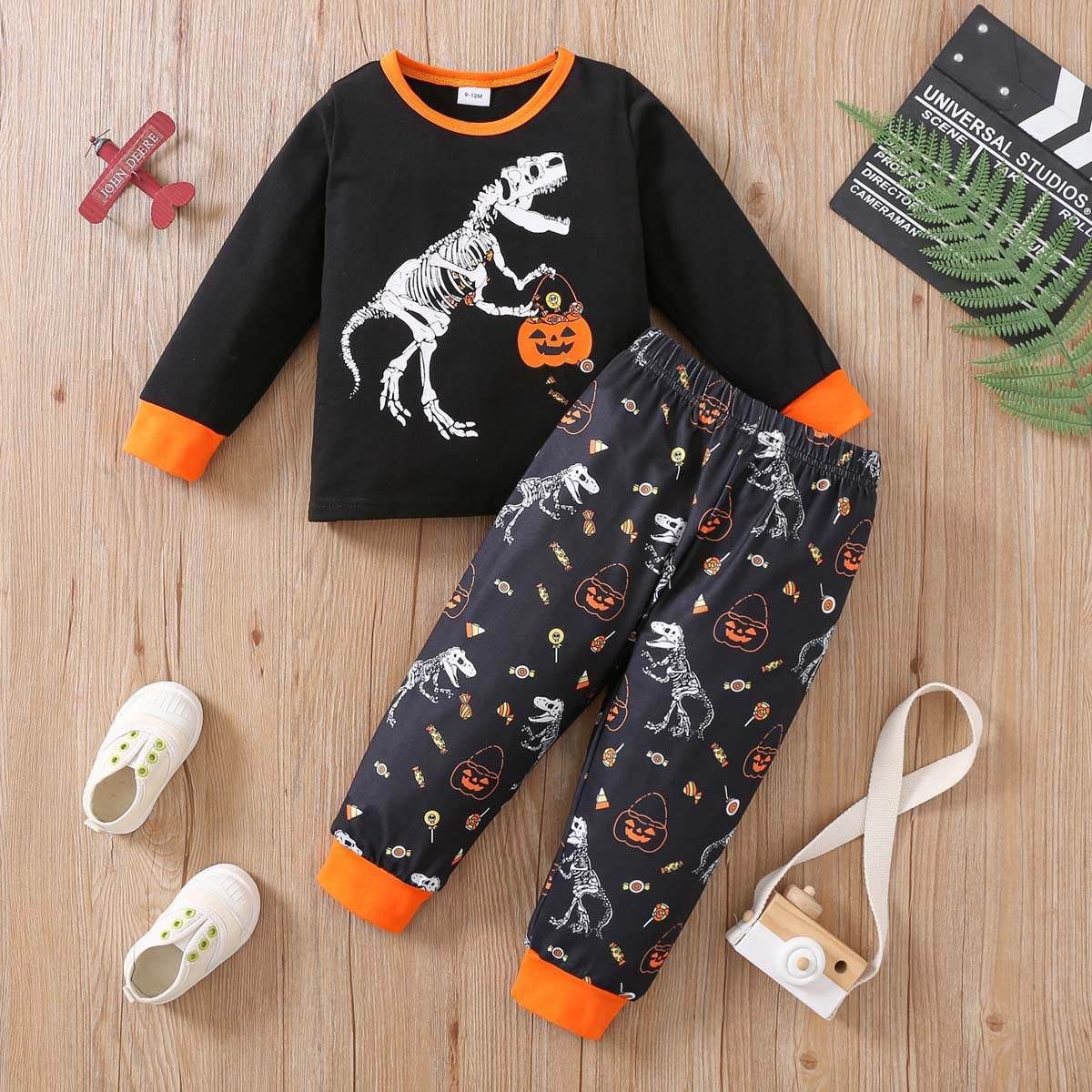 Kids Halloween Day Full Print Pumpkin Lamp 2 piece Set