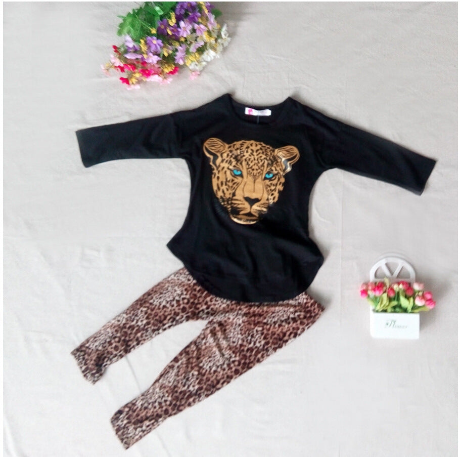 Children Casual Long Sleeve Animal Print Clothes Set