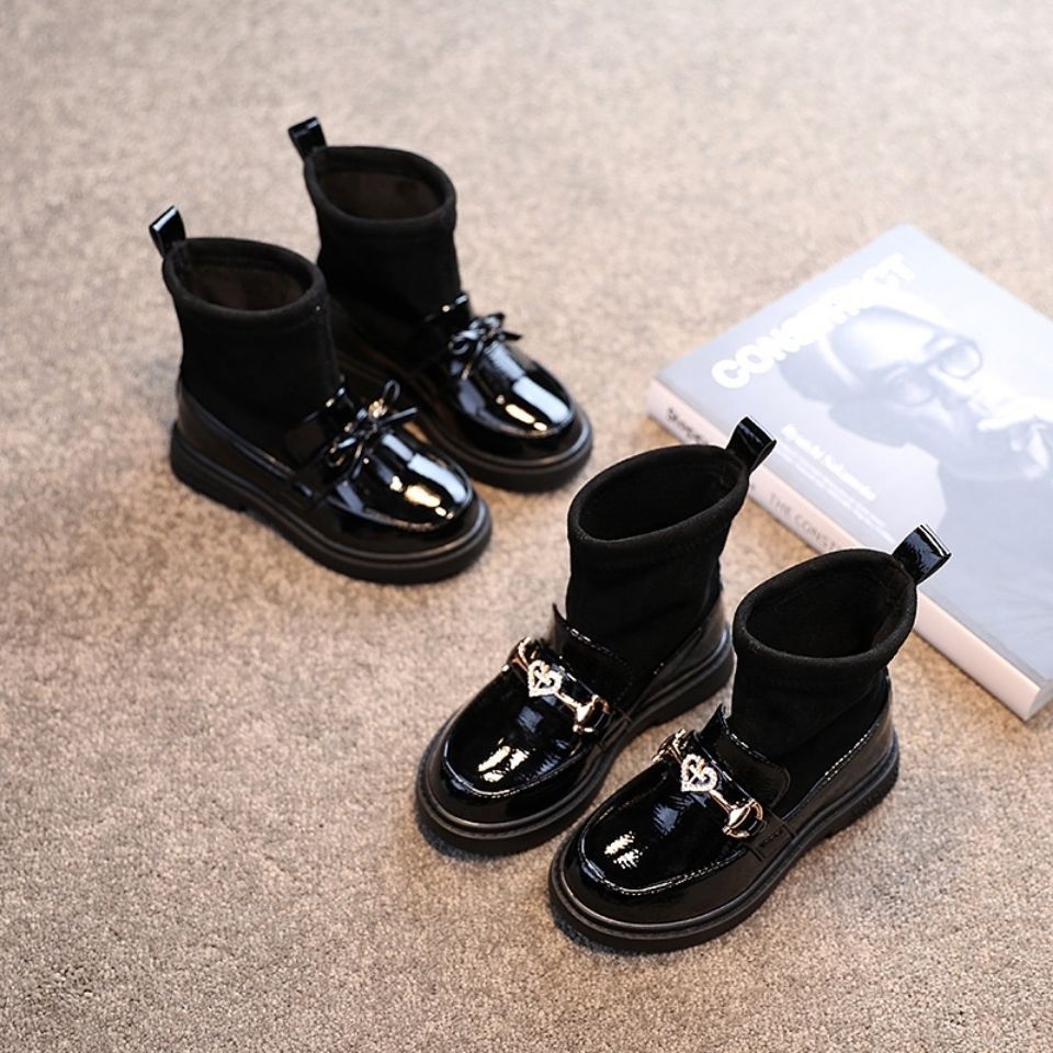 Girls' Cotton Boots With Leather And Velvet Warm Buckle