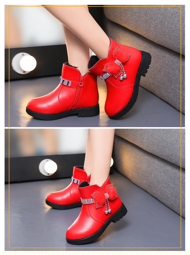 Children's Fashion BowKnot Shiny Leather Boots