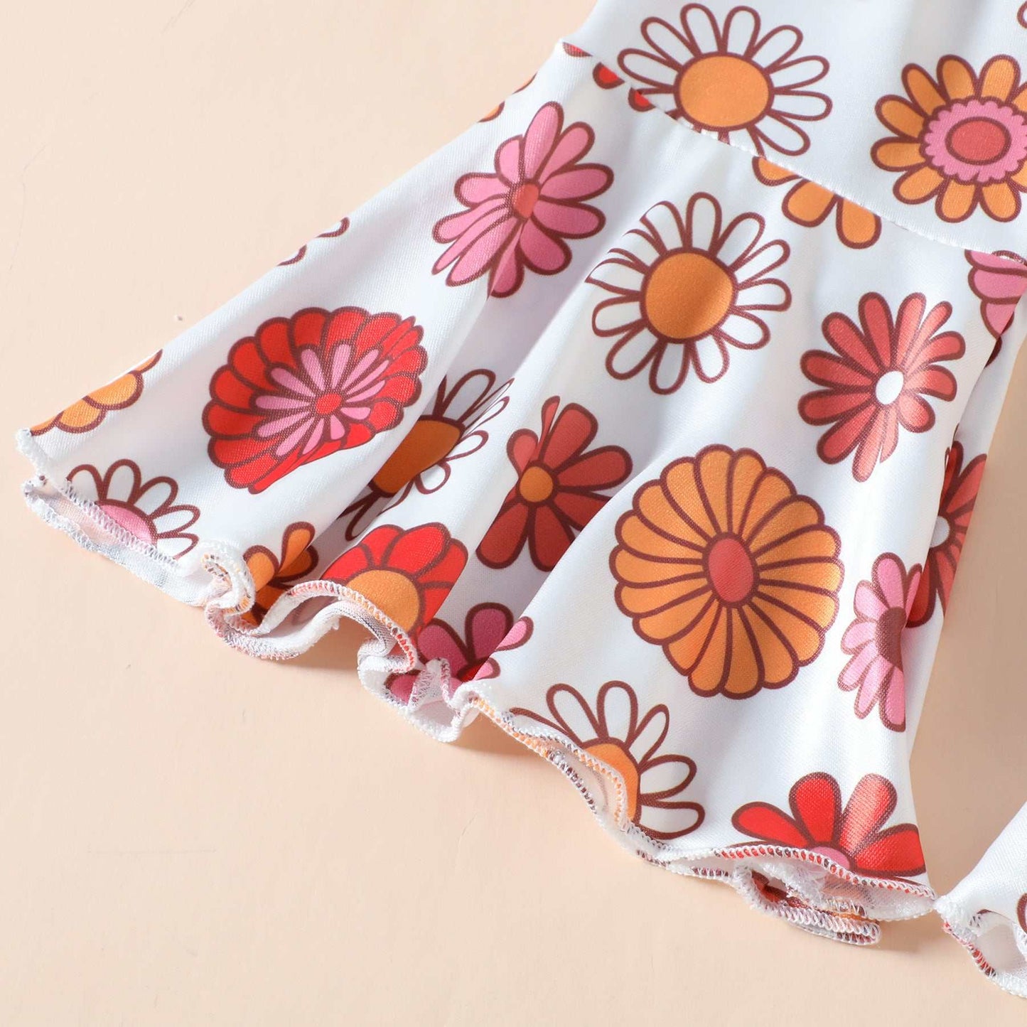 Girls Stay Groovy T-shirt With Floral Bell Bottom Pants