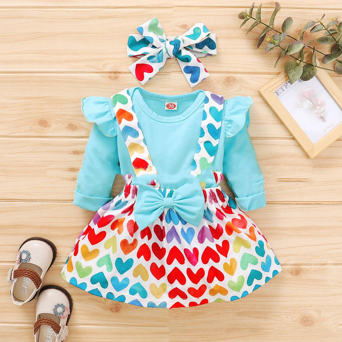 Girls long sleeve with heart Skirt 2pc Set