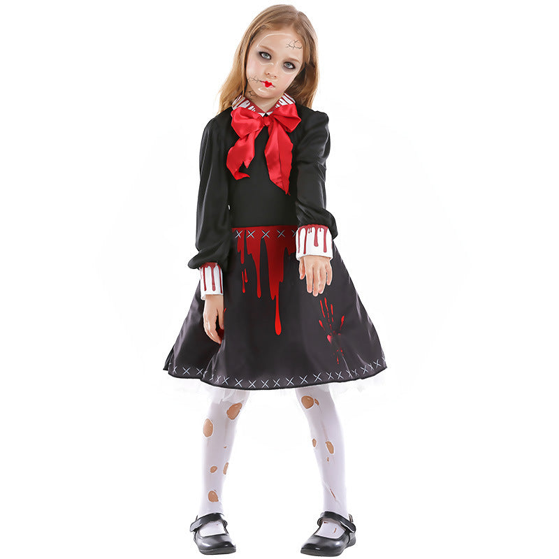 Girls Gothic Bloody Spookie Zombie Scary Costume