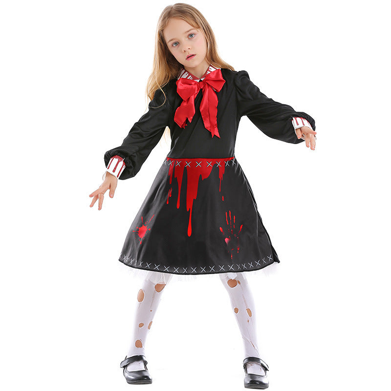 Girls Gothic Bloody Spookie Zombie Scary Costume