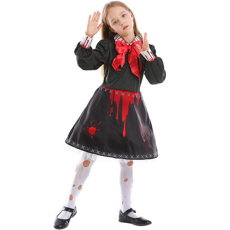 Girls Gothic Bloody Spookie Zombie Scary Costume