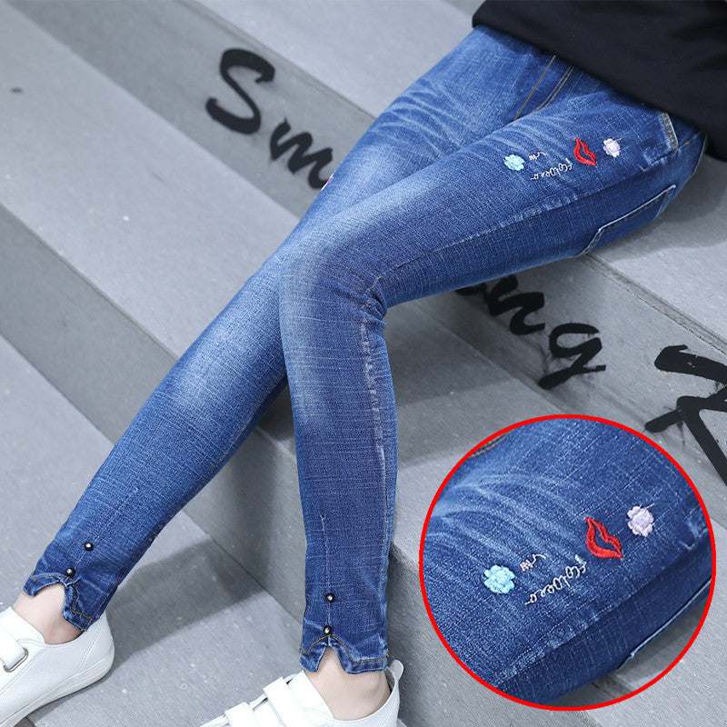 Korean Children's Spring New Fashion Star Skinny Jeans