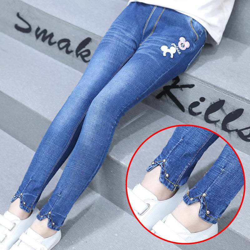 Korean Children's Spring New Fashion Star Skinny Jeans