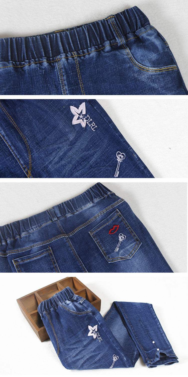 Korean Children's Spring New Fashion Star Skinny Jeans
