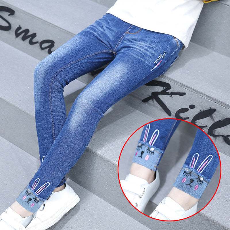Korean Children's Spring New Fashion Star Skinny Jeans