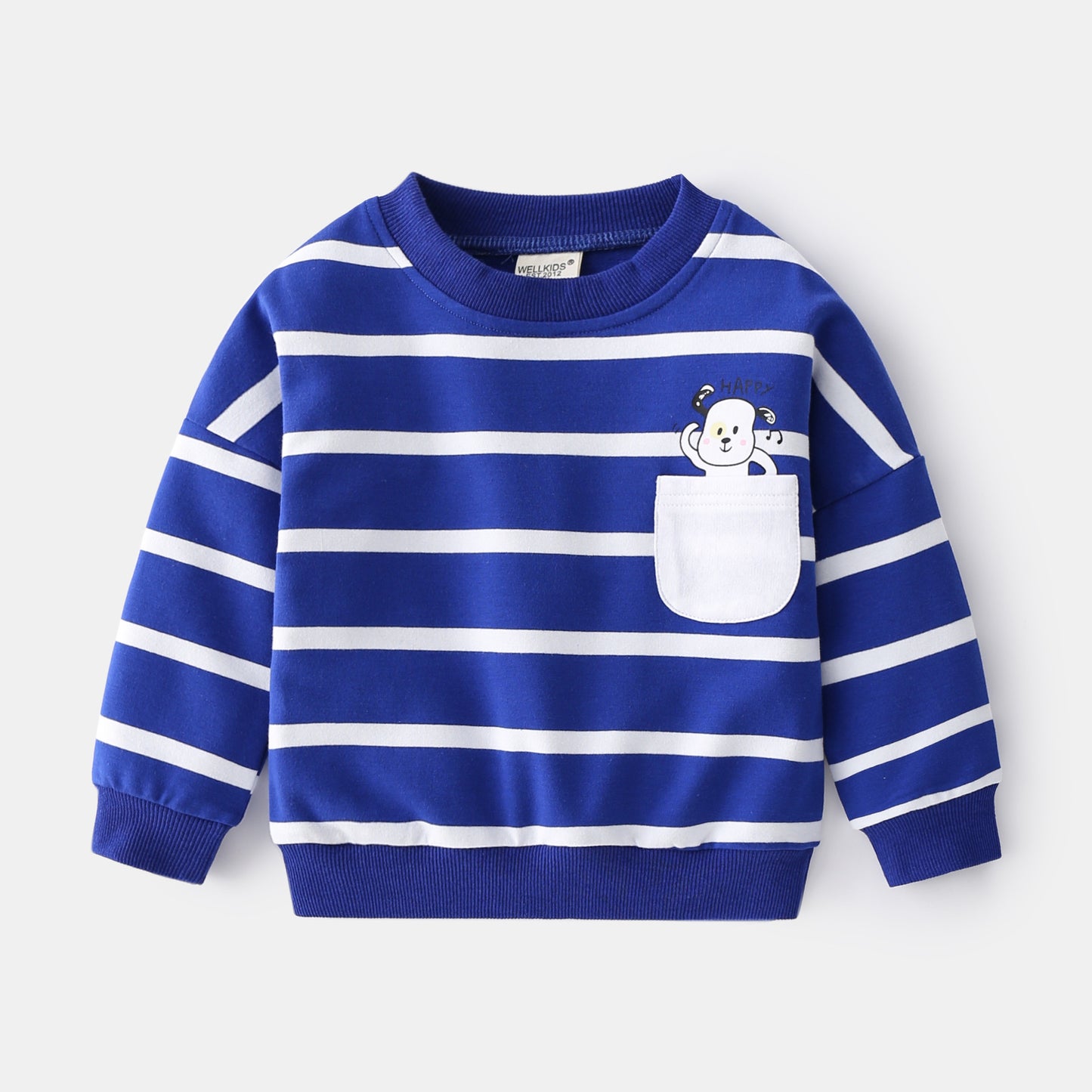 Cotton Boys Striped Casual Loose Round Neck Pullover Sweater
