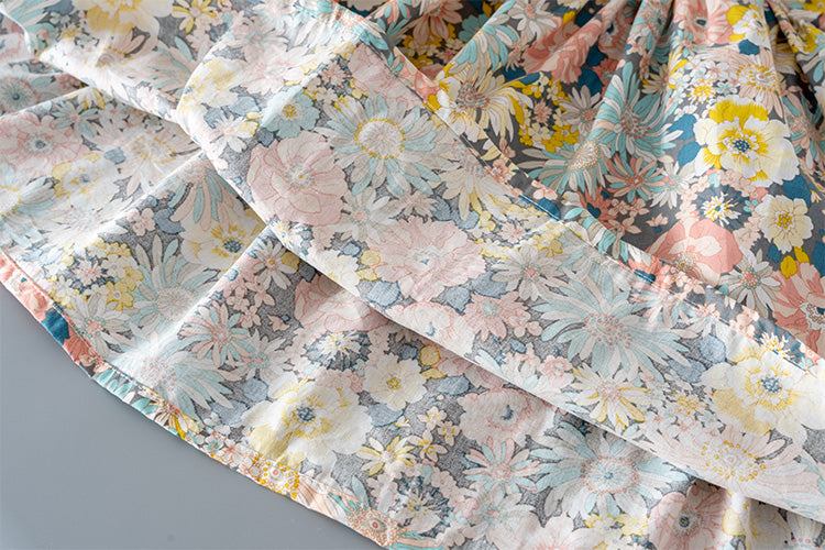 Girls Cross Back Bubble Casual Floral Dress