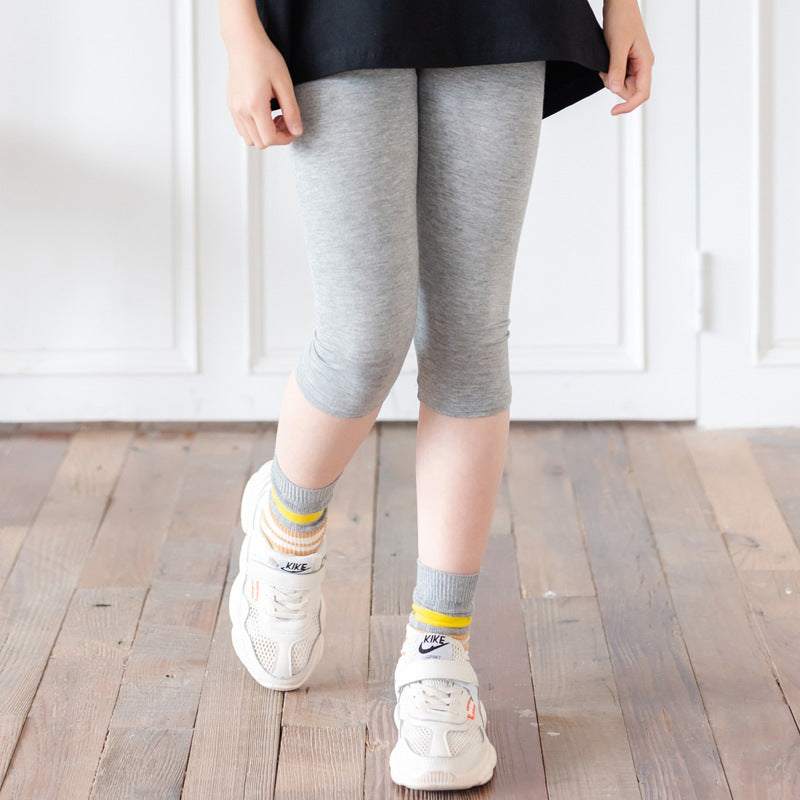 Cartoon Bear Irregular Top Short-sleeved Shirt or Grey Leggings