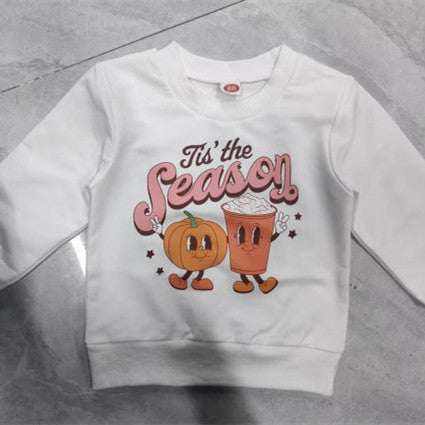Children's Pumpkin and Spice Printed Cute Long Sleeve Sweater