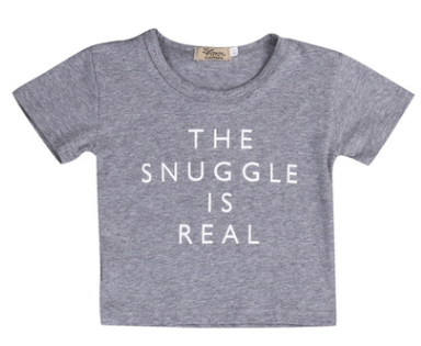 Baby shirt with "The Snuggle is Real" text, short-sleeved, cotton.