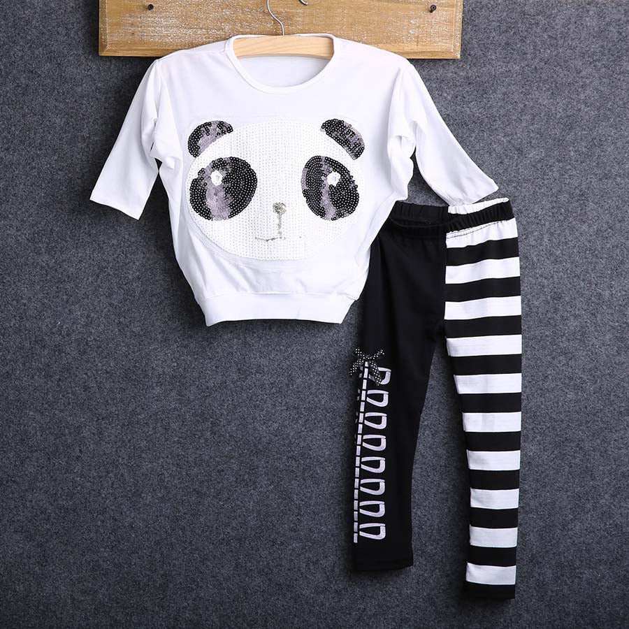 Girls Long Sleeved Cartoon Shirt and Fashion Pants Set
