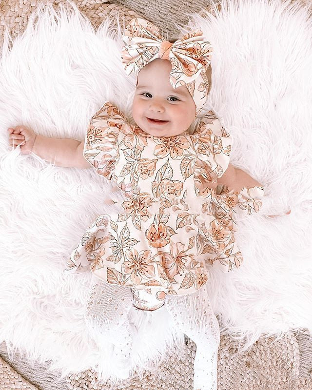 Girls Fashion Flower One-piece Romper