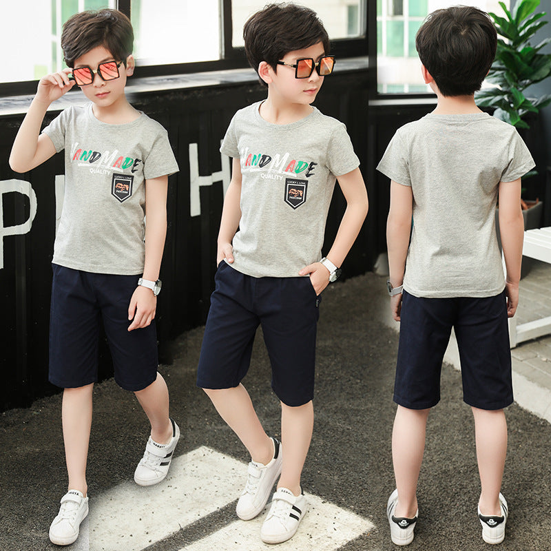 Middle-aged Boys Short Sleeve Summer Sports Two-piece Set