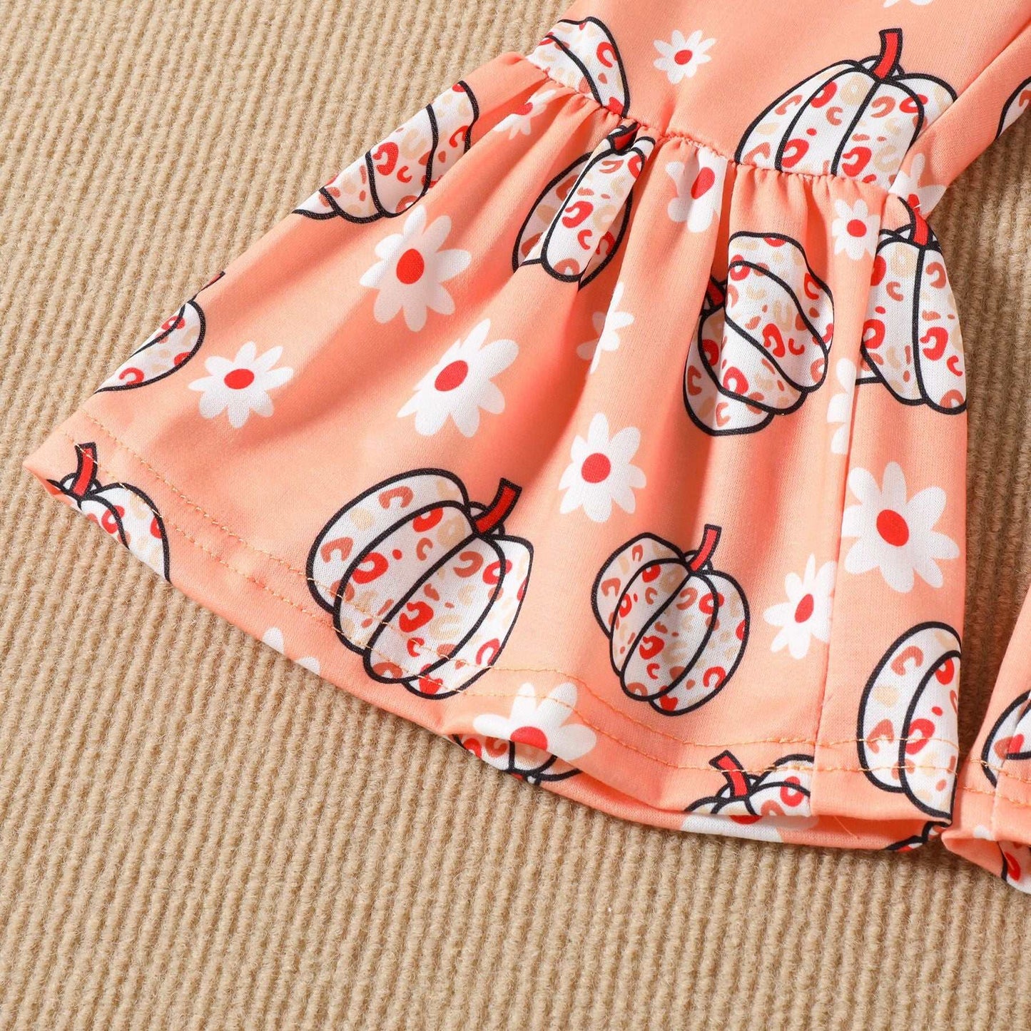 Pumpkin Season Long Sleeve Sweater Bell-bottom Halloween Pants Set