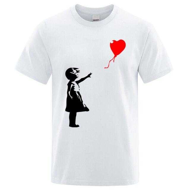 Kids Balloon Heart Printing Round Neck Short Sleeves T-shirt