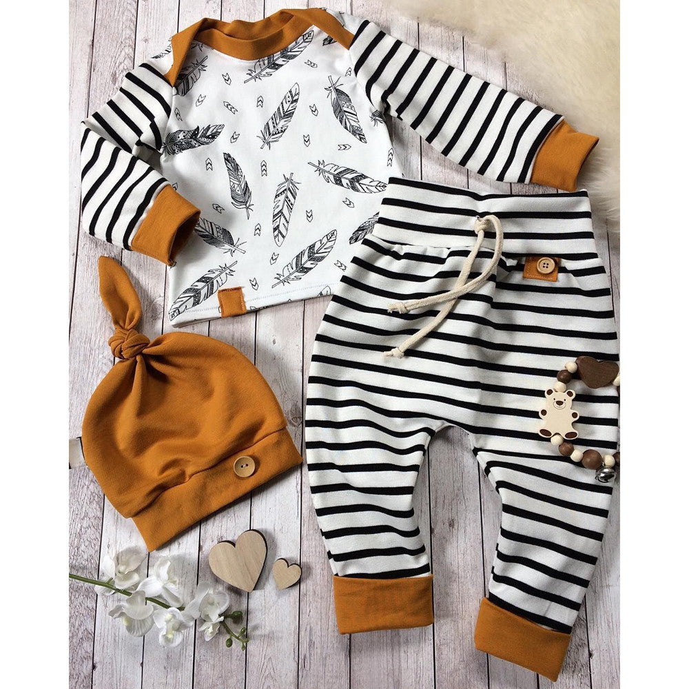 Children's Cotton feather Stripe 3 piece set