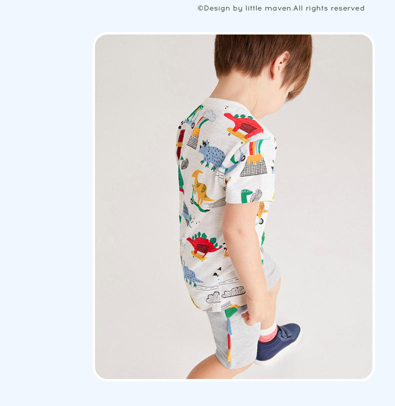 Children's Cartoon Printed Short Sleeve Set