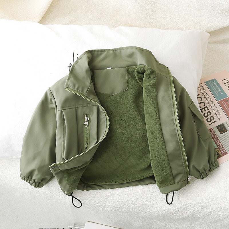 Children's Fleece-lined Stitching Jacket