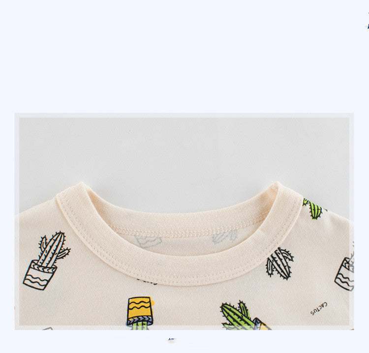 Kids Summer Cactus Short Sleeve Comfortable Cotton T-Shirt