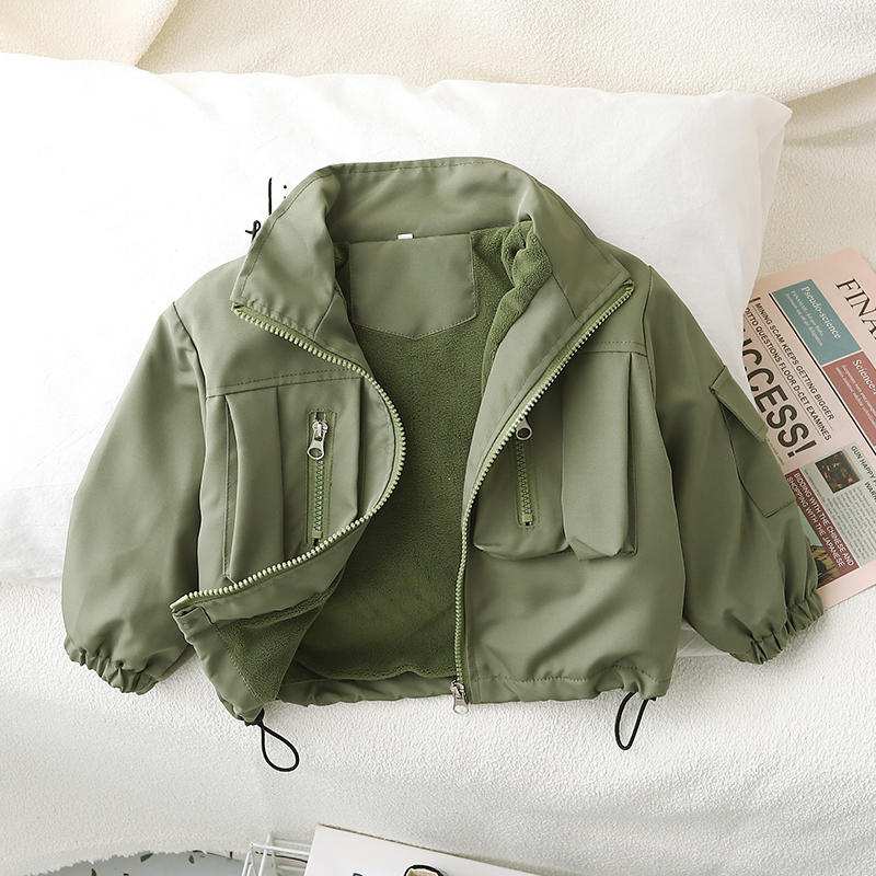 Children's Fleece-lined Stitching Jacket