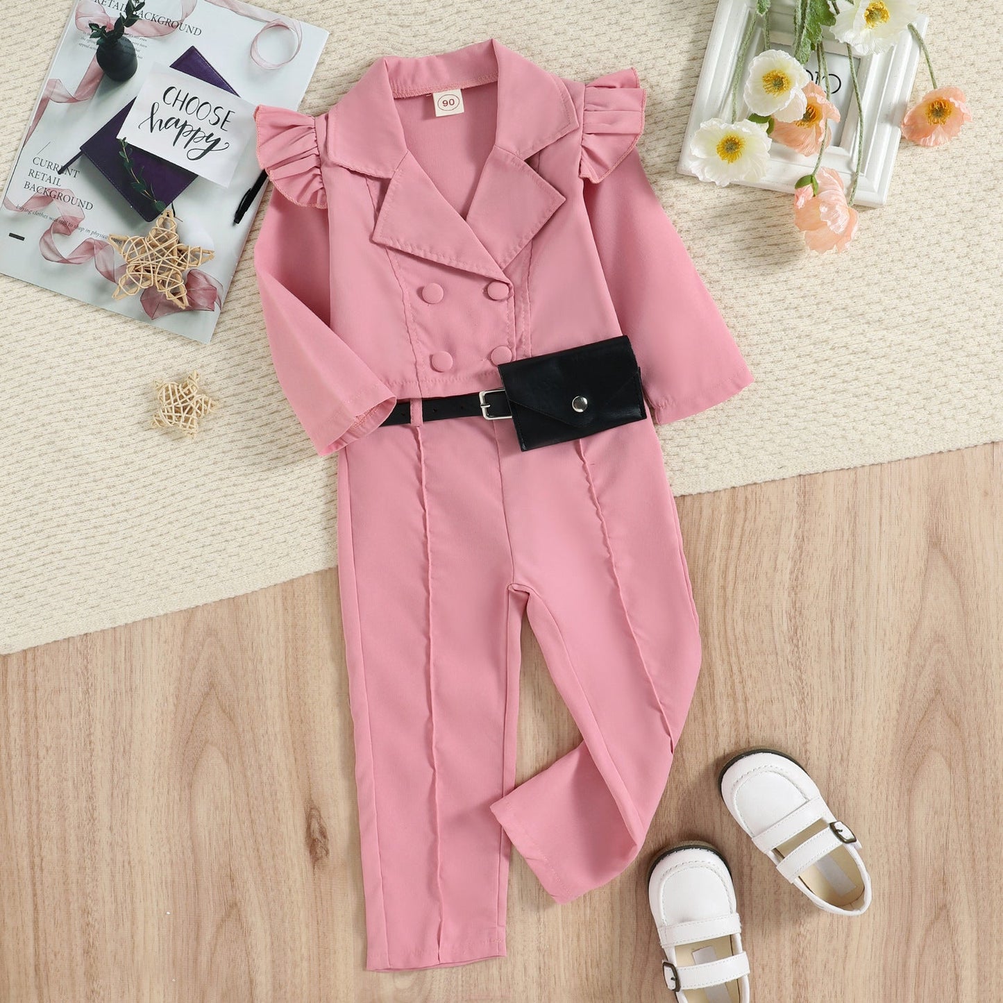 Girls Cute Casual Professional Long Sleeve 2 piece Suit Set