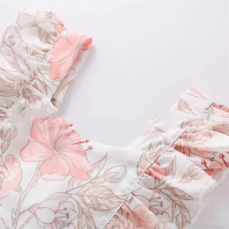 Girls Fashion Flower One-piece Romper