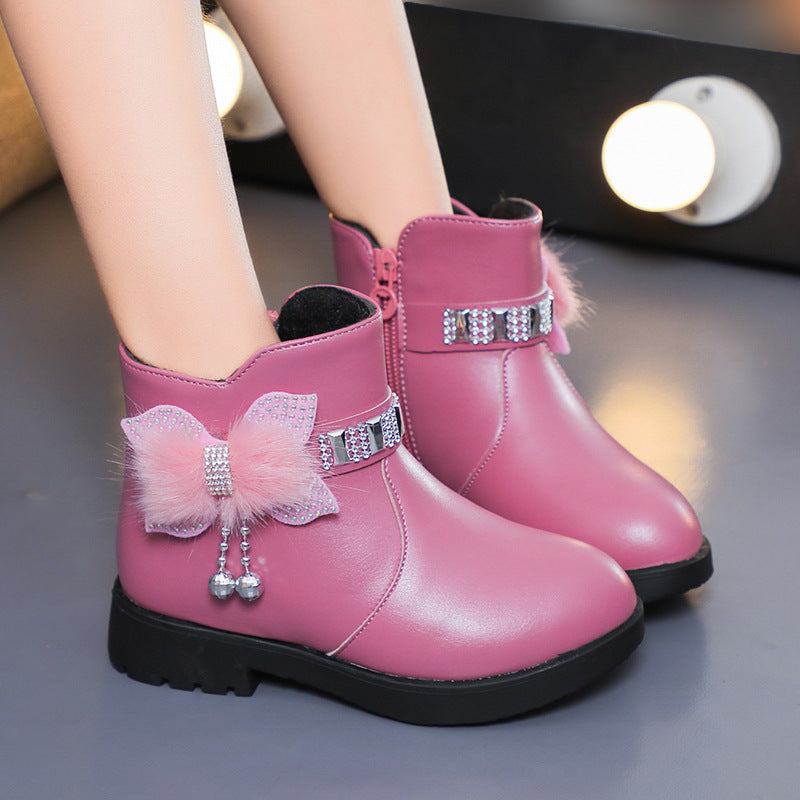 Children's Fashion BowKnot Shiny Leather Boots