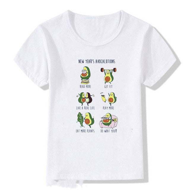Kids Summer Printed Cute Avocado T-Shirt