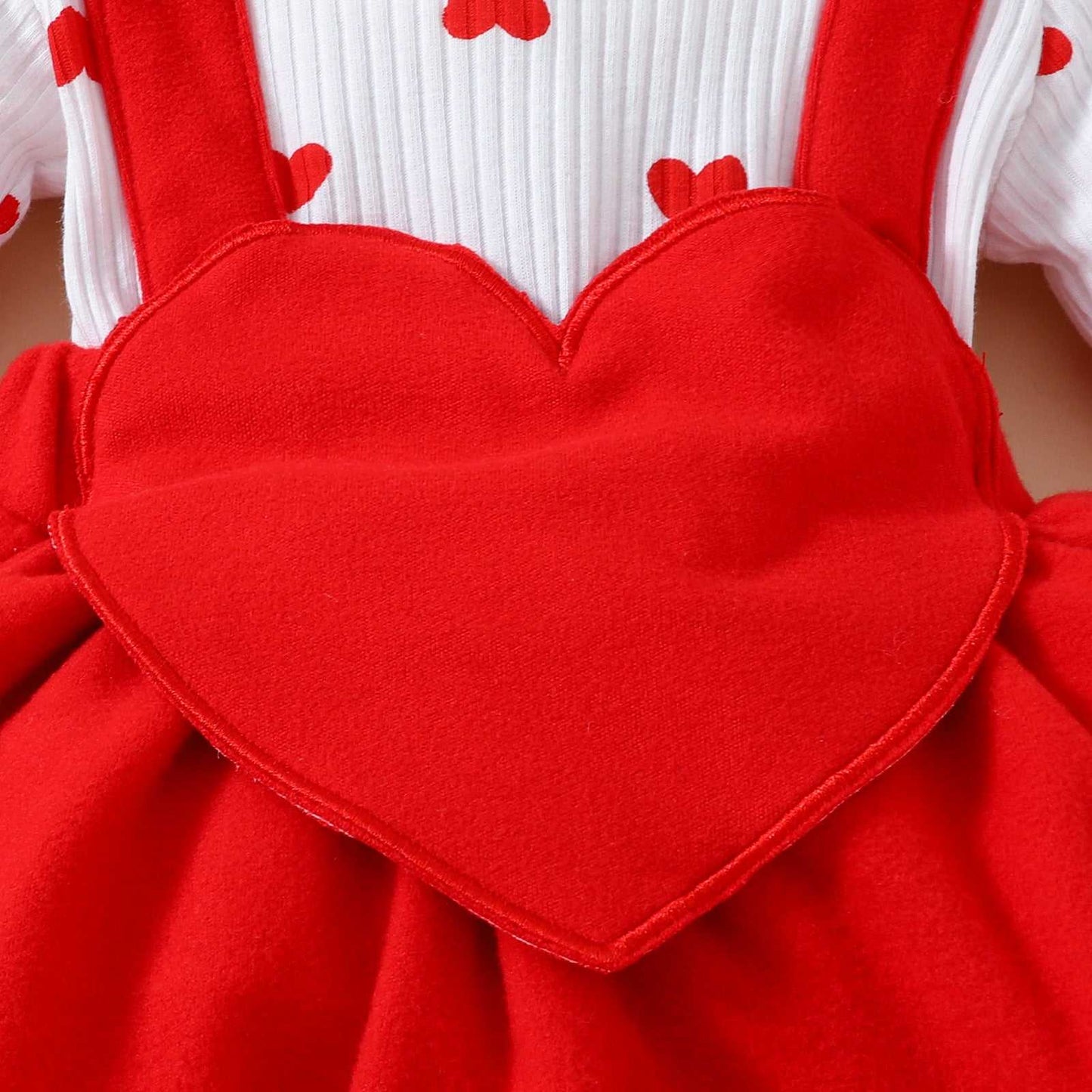 Baby Valentine's Day Long Sleeve Romper Big Love Suspenders Outfit