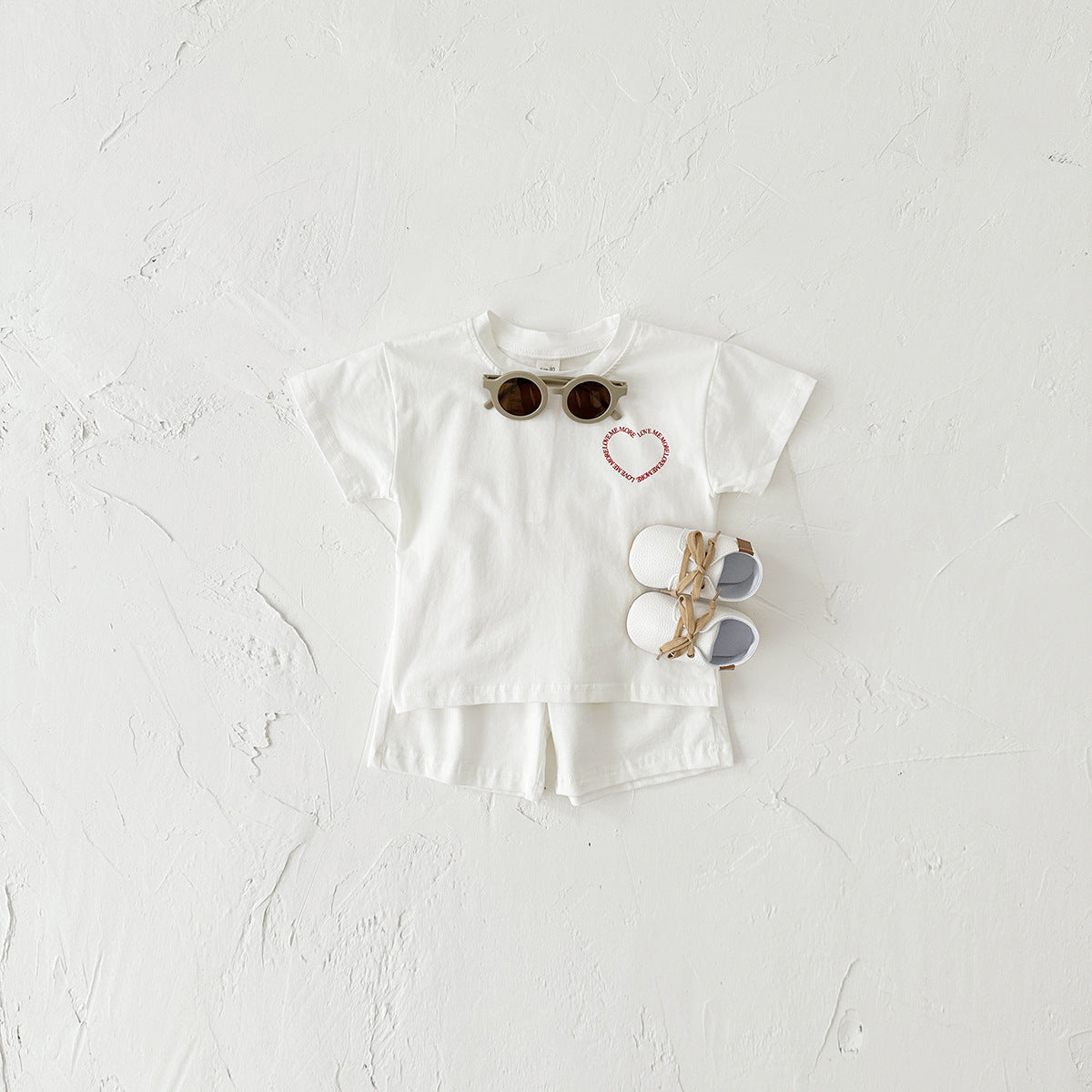 Heart Printing Short Sleeve Style Baby Two Piece Set