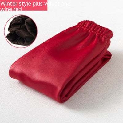 Girls Winter Style Solid Colors Fleece Leather legging Pants