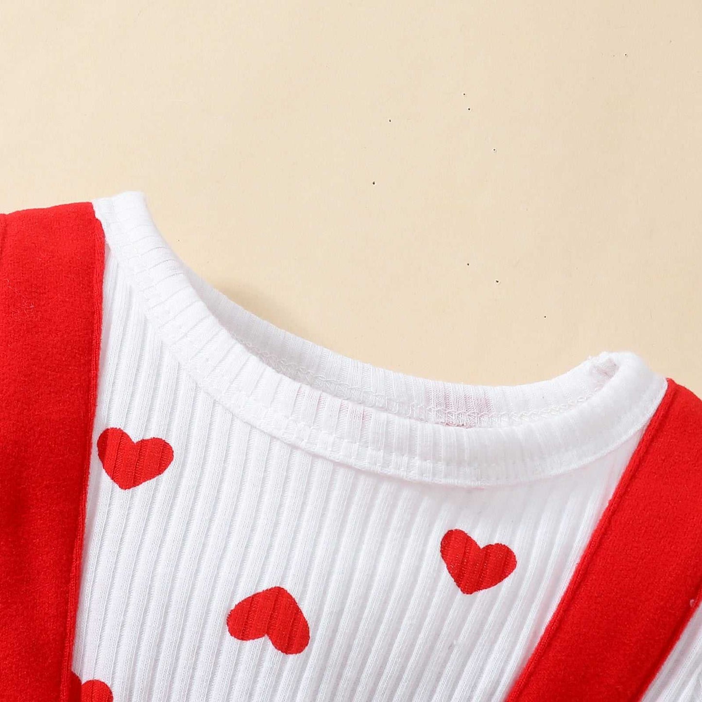 Baby Valentine's Day Long Sleeve Romper Big Love Suspenders Outfit