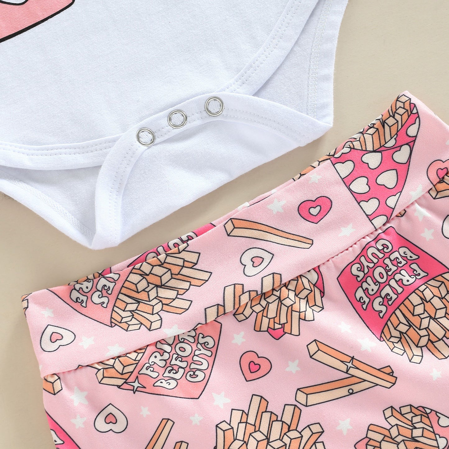 Baby Girls Short-sleeved Fries Before Guys Set