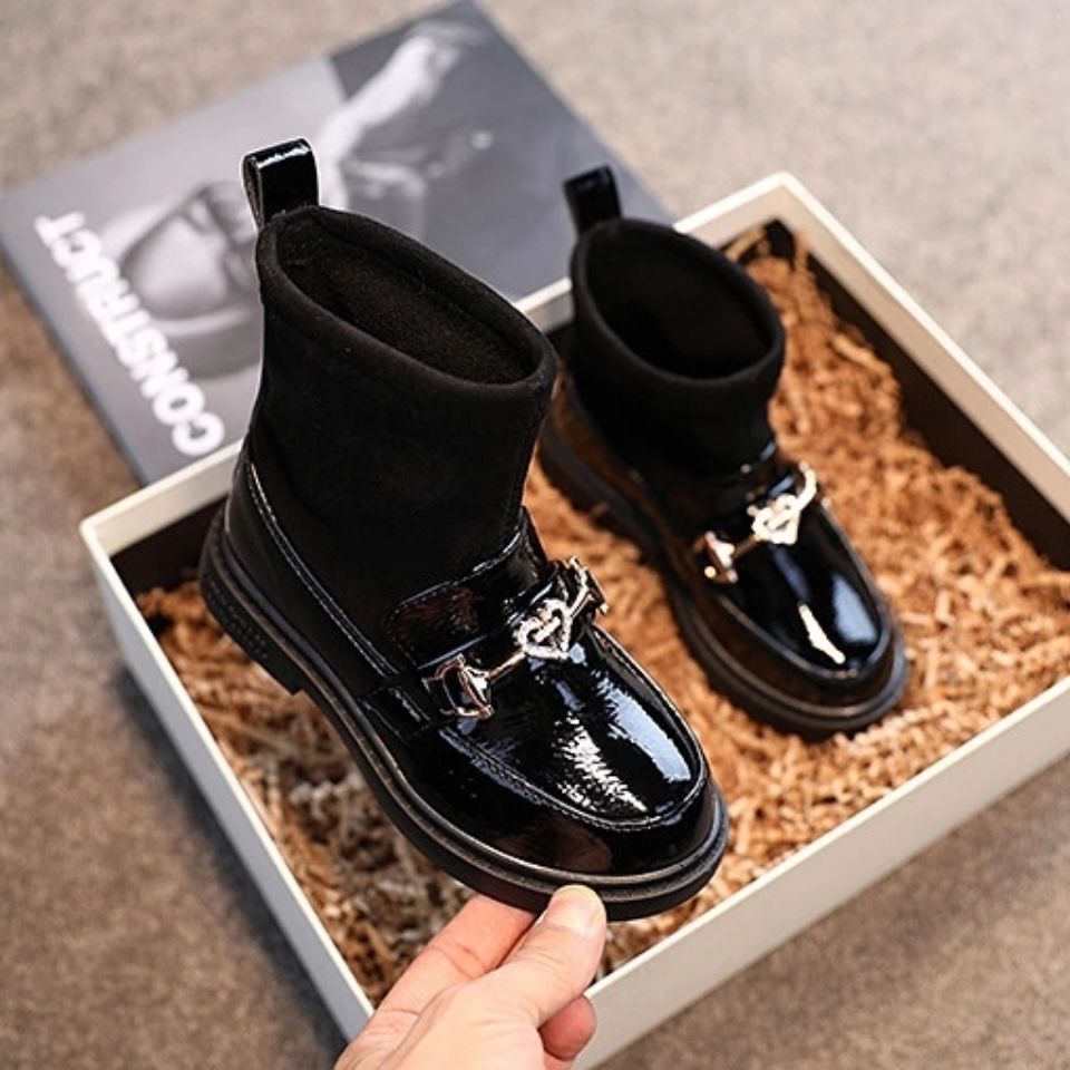 Girls' Cotton Boots With Leather And Velvet Warm Buckle