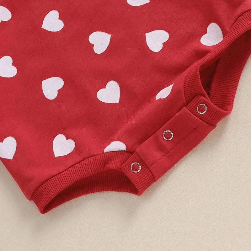 Cute Cotton Love Long-sleeve Onesie with Bow Two-piece Set