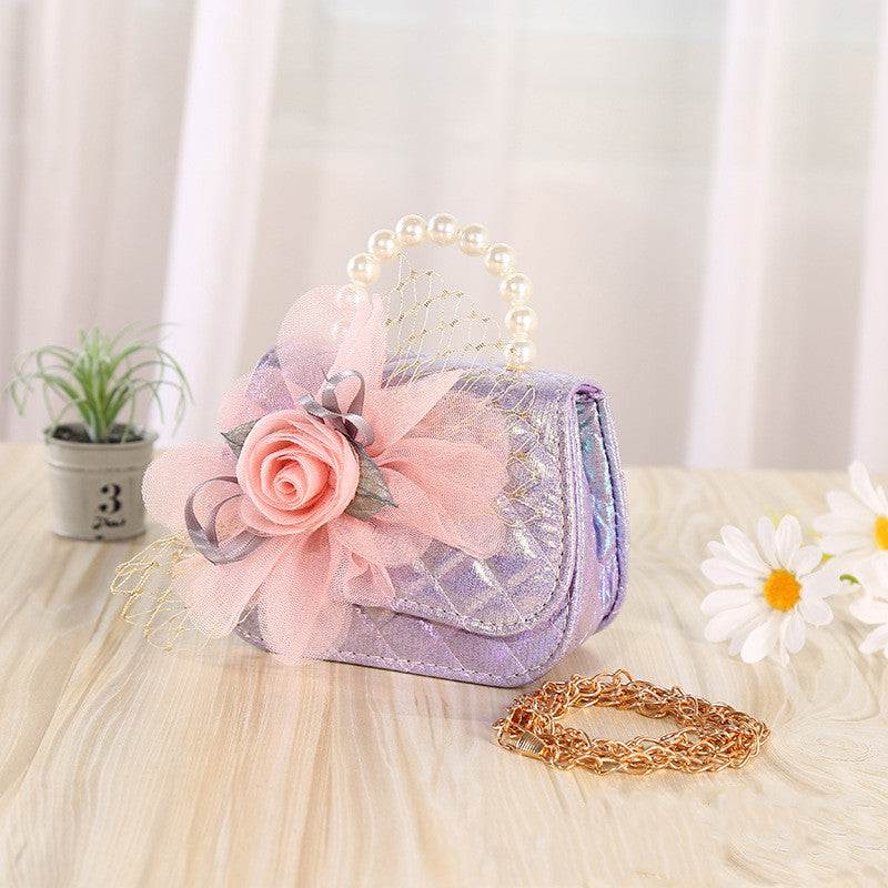 Gorgeous Casual Flower Knitted Pearl Handle Portable Purse