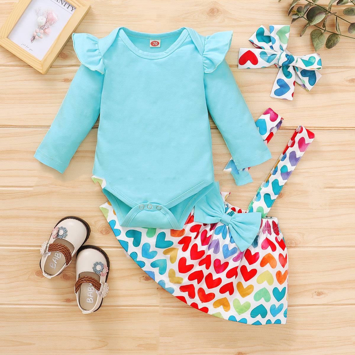 Girls long sleeve with heart Skirt 2pc Set