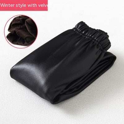 Girls Winter Style Solid Colors Fleece Leather legging Pants