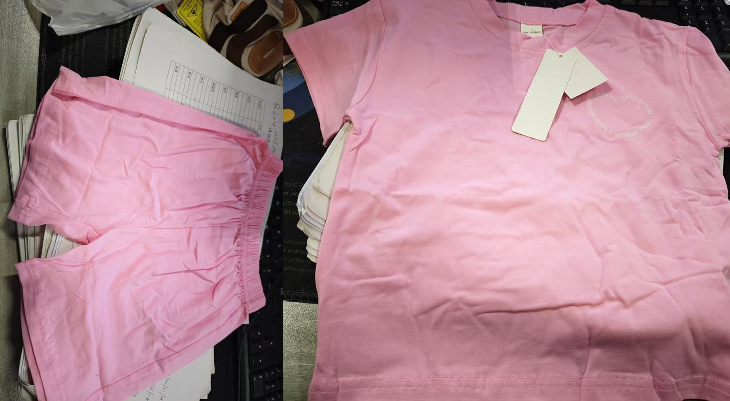 Heart Printing Short Sleeve Style Baby Two Piece Set