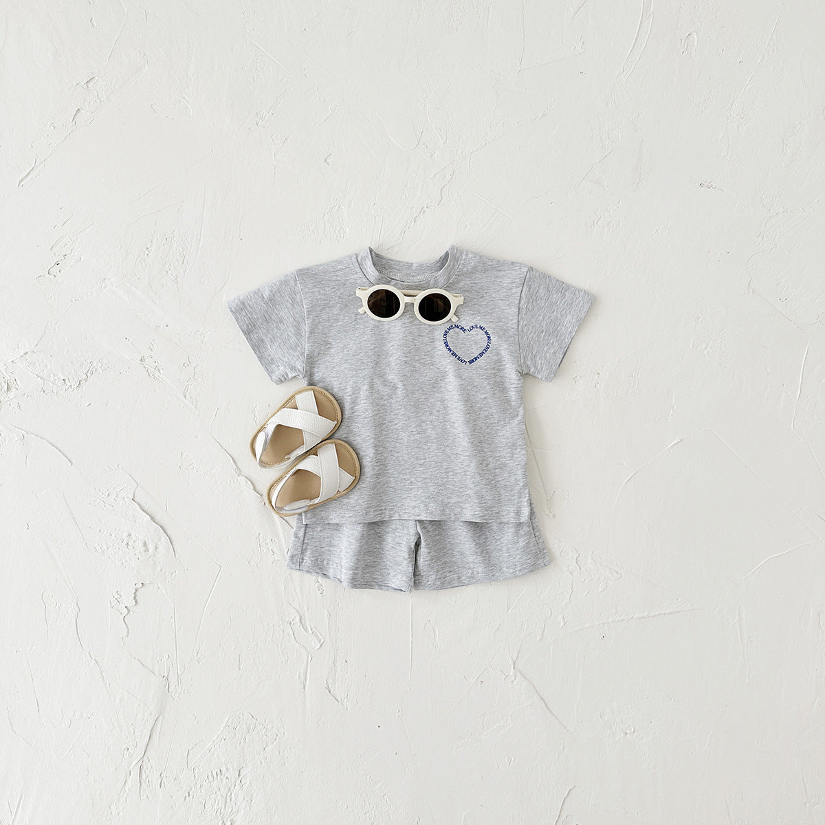 Heart Printing Short Sleeve Style Baby Two Piece Set