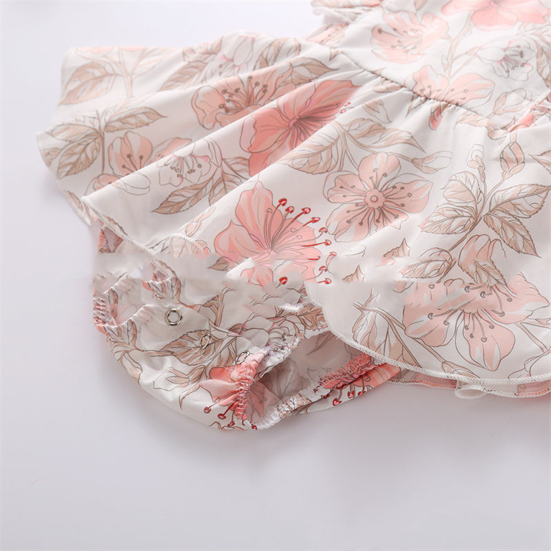 Girls Fashion Flower One-piece Romper