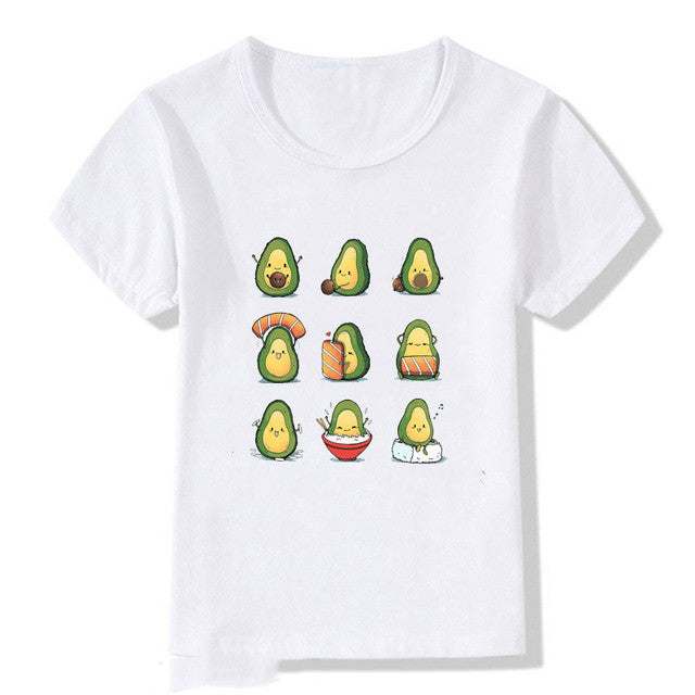 Kids Summer Printed Cute Avocado T-Shirt